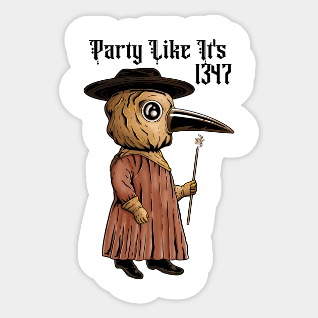 Ravens and Remedies: Plague Doctor's Black Death Party Sticker by Holymayo Tee